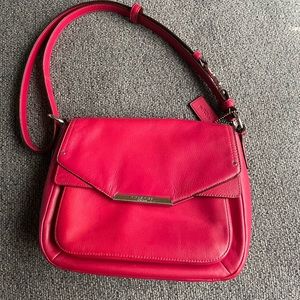 Red coach leather shoulder or crossbody purse